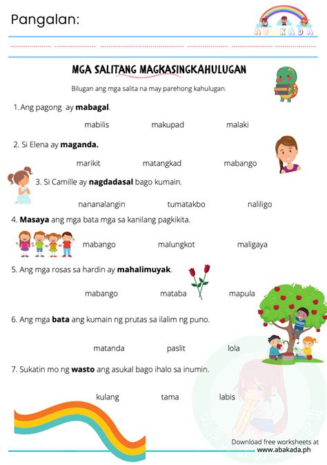 hanapin ang singkahulugan at gamitin sa pangungusap|Salitang Magkasingkahulugan: Kahulugan & Mga .